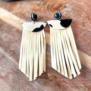 New! Genuine Leather Fringe Earrings‎